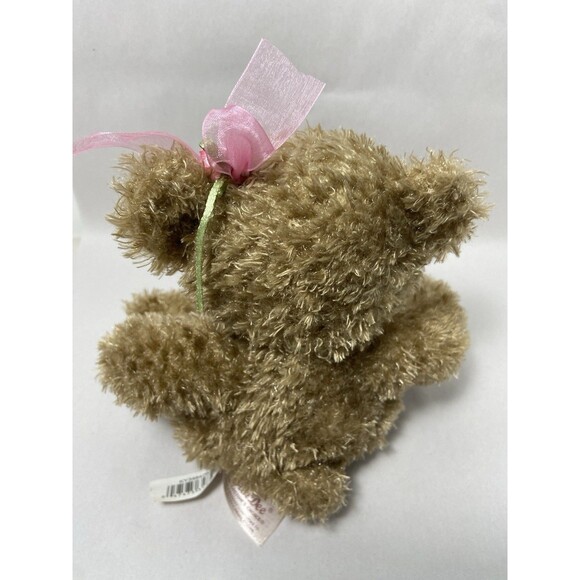 Dandee Collectors Choice brown Bear with Pink Ribbon Sitting 7 Inch - Picture 3 of 7